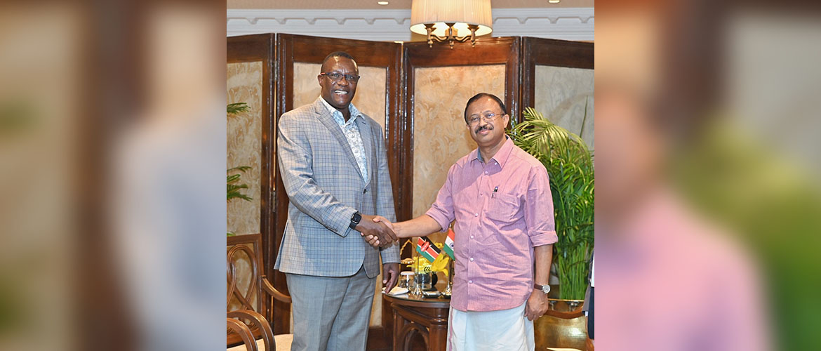  HE Mr. Eliud O. Owalo, Hon'ble Cabinet Secretary, Ministry of Information, Communication and the Digital Economy, Government of Kenya met with HE Mr. V. Muraleedharan, Hon'ble Minister of State for the Ministry of External Affairs in New Delhi