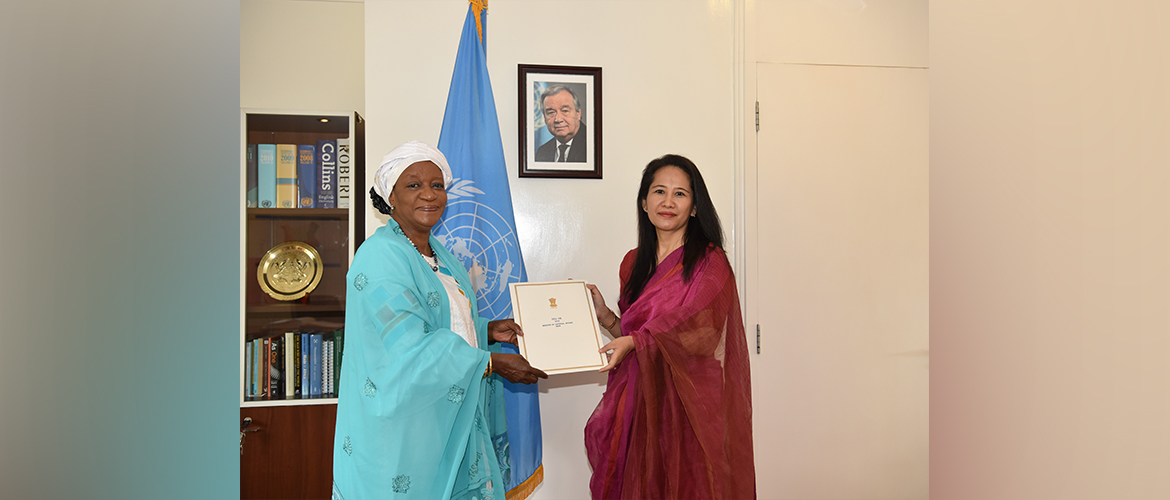  High Commissioner Ms. Namgya C. Khampa presenting her credentials to the Director General, UNON, Ms. Zainab Hawa Bangura